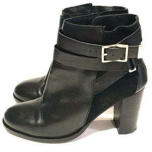 Topshop Buckle Bootie Ankle Boot Black Leather